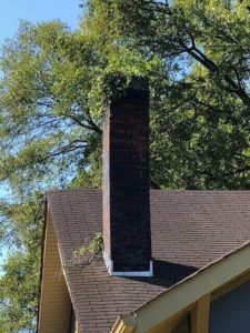 masonry chimney with vegetation growth